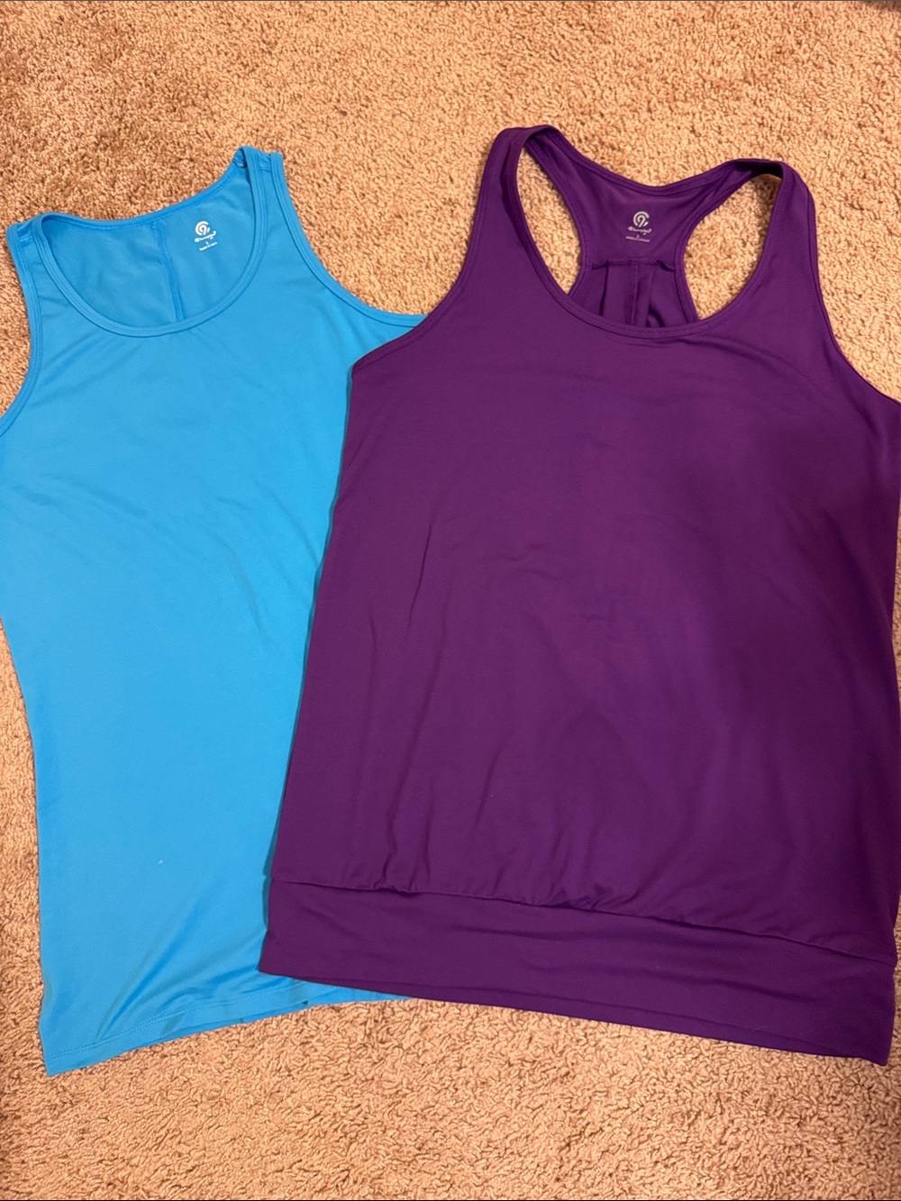 C9 by Champion Purple Racerback & Bright Blue Scoop Neck Tank Tops